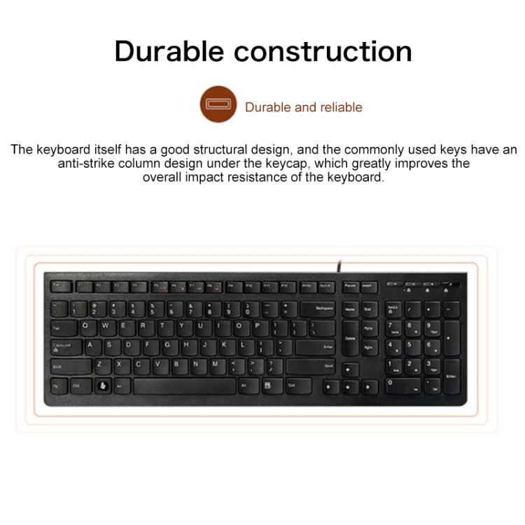 Lenovo K5819 Office Simple Ultra-thin Wired Keyboard (Black) - Wired Keyboard by Lenovo | Online Shopping South Africa | PMC Jewellery | Buy Now Pay Later Mobicred