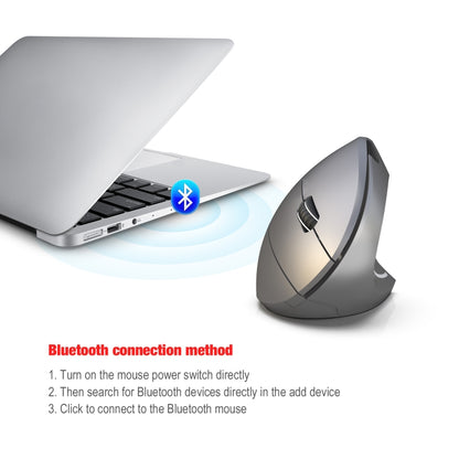 HXSJ T29 Bluetooth 3.0 Wireless Bluetooth 6-Keys 2400 DPI Adjustable Ergonomics Optical Vertical Mouse(Grey) - Wireless Mice by HXSJ | Online Shopping South Africa | PMC Jewellery | Buy Now Pay Later Mobicred