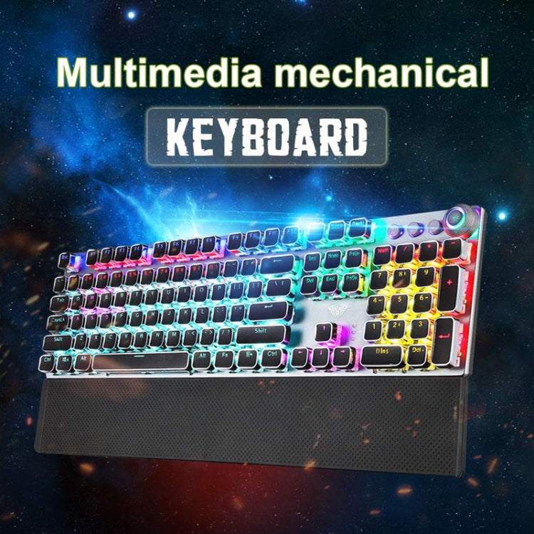 AULA F2088 108 Keys Mixed Light Plating Punk Mechanical Blue Switch Wired USB Gaming Keyboard with Metal Button(Silver) - Wired Keyboard by AULA | Online Shopping South Africa | PMC Jewellery | Buy Now Pay Later Mobicred