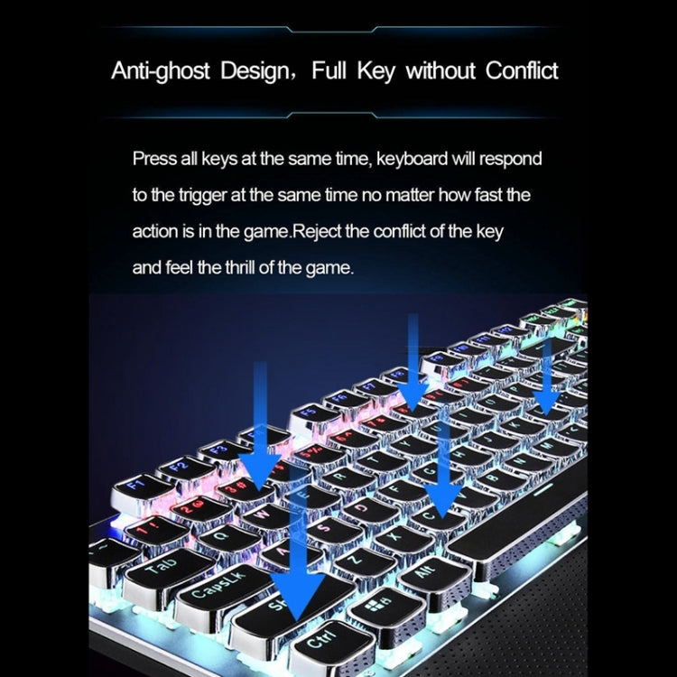 AULA F2088 108 Keys Mixed Light Mechanical Blue Switch Wired USB Gaming Keyboard with Metal Button(Black) - Wired Keyboard by AULA | Online Shopping South Africa | PMC Jewellery | Buy Now Pay Later Mobicred