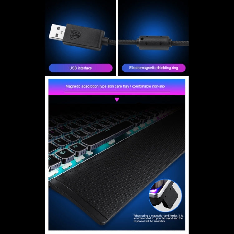 AULA F2088 108 Keys Mixed Light Mechanical Blue Switch Wired USB Gaming Keyboard with Metal Button(Black) - Wired Keyboard by AULA | Online Shopping South Africa | PMC Jewellery | Buy Now Pay Later Mobicred