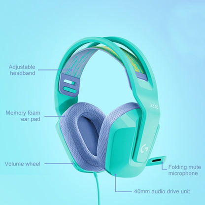 Logitech G335 Foldable Wired Gaming Headset with Microphone (Green) - Multimedia Headset by Logitech | Online Shopping South Africa | PMC Jewellery | Buy Now Pay Later Mobicred