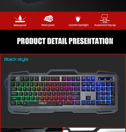 iMICE AK-400 USB Interface 104 Keys Wired Colorful Backlight Gaming Keyboard for Computer PC Laptop(Black) - Wired Keyboard by iMICE | Online Shopping South Africa | PMC Jewellery | Buy Now Pay Later Mobicred