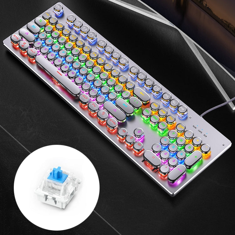 YINDIAO Electroplating Punk Mixed Light USB Mechanical Gaming Wired Keyboard, Blue Shaft (White) - Wired Keyboard by YINDIAO | Online Shopping South Africa | PMC Jewellery | Buy Now Pay Later Mobicred