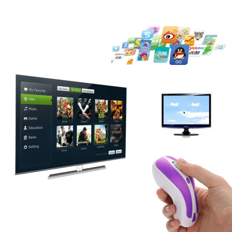 PR-01 6D Gyroscope Fly Air Mouse 2.4G USB Receiver 1600 DPI Wireless Optical Mouse for Computer PC Android Smart TV Box (Purple + White) - Wireless Mice by PMC Jewellery | Online Shopping South Africa | PMC Jewellery | Buy Now Pay Later Mobicred