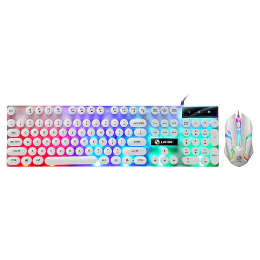 TX300 Mechanical Feel Backlight Punk Wired Keyboard Mouse Set (White) - Wired Keyboard by PMC Jewellery | Online Shopping South Africa | PMC Jewellery | Buy Now Pay Later Mobicred