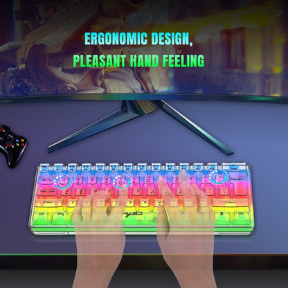 HXSJ V700T 61-key Wired Membrane RGB Backlit Mechanical Keyboard (Transparent) - Wired Keyboard by HXSJ | Online Shopping South Africa | PMC Jewellery | Buy Now Pay Later Mobicred