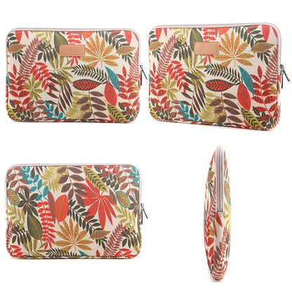 Lisen 12 inch Sleeve Case Colorful Leaves Zipper Briefcase Carrying Bag for iPad, Macbook, Samsung, Lenovo, Sony, DELL Alienware, CHUWI, ASUS, HP, 12 inch and Below Laptops / Tablets(White) - 12.1 inch by PMC Jewellery | Online Shopping South Africa | PMC Jewellery | Buy Now Pay Later Mobicred