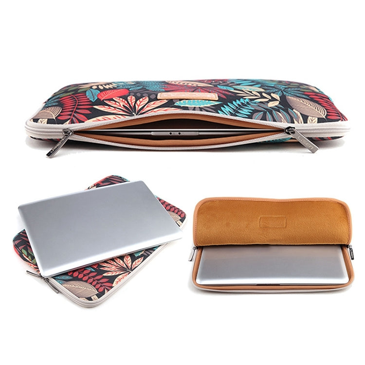 Lisen 14 inch Sleeve Case Colorful Leaves Zipper Briefcase Carrying Bag for Macbook, Samsung, Lenovo, Sony, DELL Alienware, CHUWI, ASUS, HP, 14 inch and Below Laptops(Grey) - 14.1 inch by PMC Jewellery | Online Shopping South Africa | PMC Jewellery | Buy Now Pay Later Mobicred