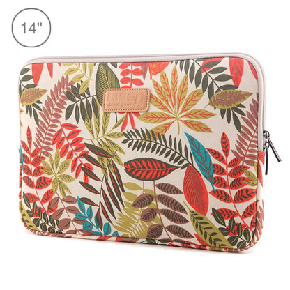 Lisen 14 inch Sleeve Case Colorful Leaves Zipper Briefcase Carrying Bag for Macbook, Samsung, Lenovo, Sony, DELL Alienware, CHUWI, ASUS, HP, 14 inch and Below Laptops(White) - 14.1 inch by PMC Jewellery | Online Shopping South Africa | PMC Jewellery | Buy Now Pay Later Mobicred