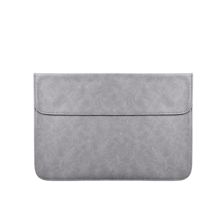 PU01S PU Leather Horizontal Invisible Magnetic Buckle Laptop Inner Bag for 14.1 inch laptops (Grey) - 14.1 inch by PMC Jewellery | Online Shopping South Africa | PMC Jewellery | Buy Now Pay Later Mobicred