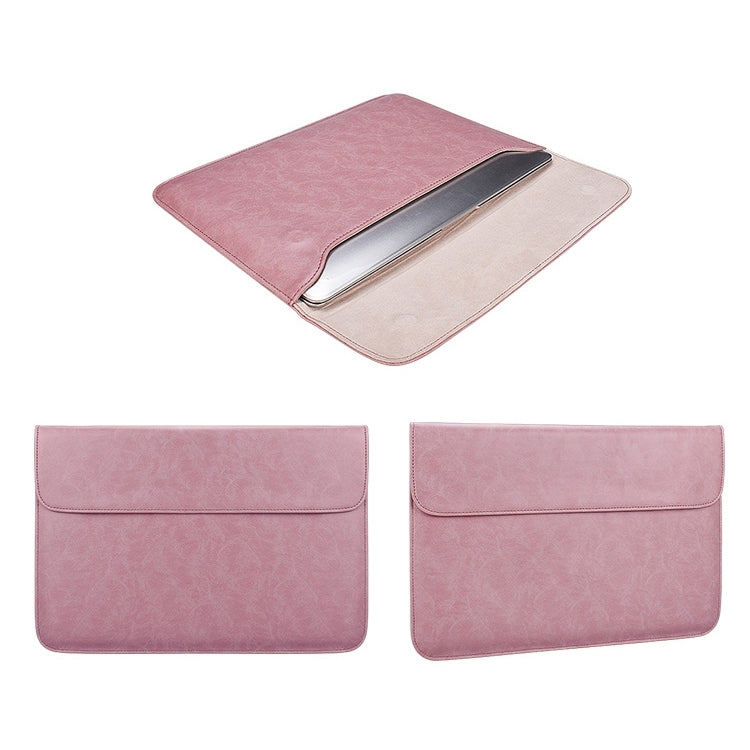 PU01S PU Leather Horizontal Invisible Magnetic Buckle Laptop Inner Bag for 15.4 inch laptops (Pink) - 15 inch by PMC Jewellery | Online Shopping South Africa | PMC Jewellery | Buy Now Pay Later Mobicred