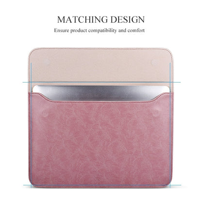 PU01S PU Leather Horizontal Invisible Magnetic Buckle Laptop Inner Bag for 14.1 inch laptops, with Small Bag (Pink) - 14.1 inch by PMC Jewellery | Online Shopping South Africa | PMC Jewellery | Buy Now Pay Later Mobicred