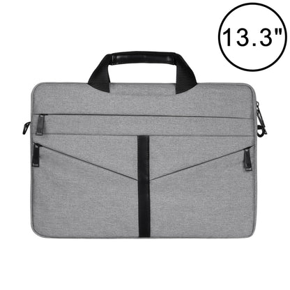 13.3 inch Breathable Wear-resistant Fashion Business Shoulder Handheld Zipper Laptop Bag with Shoulder Strap (Light Grey) - 13.3 inch by PMC Jewellery | Online Shopping South Africa | PMC Jewellery | Buy Now Pay Later Mobicred