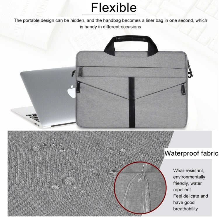 13.3 inch Breathable Wear-resistant Fashion Business Shoulder Handheld Zipper Laptop Bag with Shoulder Strap (Light Grey) - 13.3 inch by PMC Jewellery | Online Shopping South Africa | PMC Jewellery | Buy Now Pay Later Mobicred