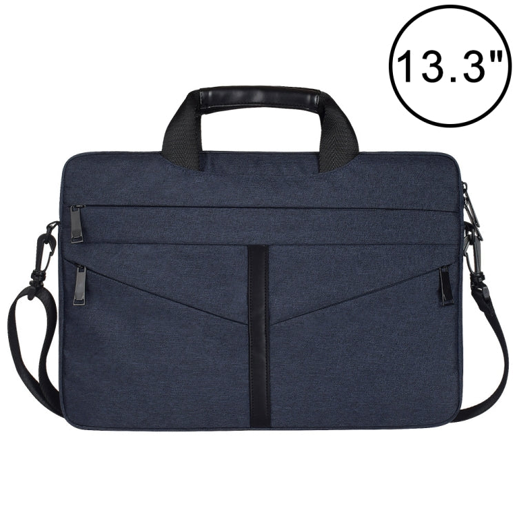 13.3 inch Breathable Wear-resistant Fashion Business Shoulder Handheld Zipper Laptop Bag with Shoulder Strap (Navy Blue) - 13.3 inch by PMC Jewellery | Online Shopping South Africa | PMC Jewellery | Buy Now Pay Later Mobicred