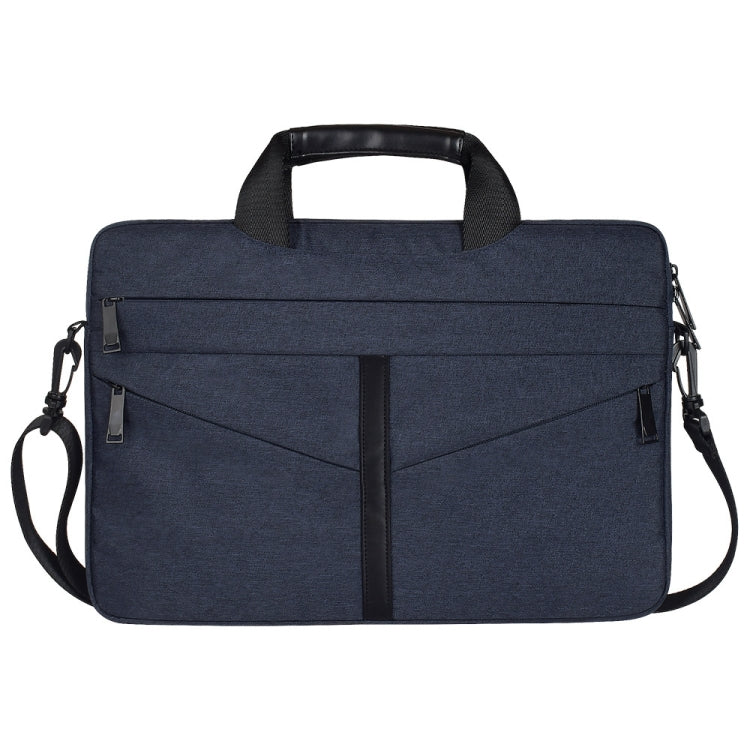 14.1 inch Breathable Wear-resistant Fashion Business Shoulder Handheld Zipper Laptop Bag with Shoulder Strap (Navy Blue) - 14.1 inch by PMC Jewellery | Online Shopping South Africa | PMC Jewellery | Buy Now Pay Later Mobicred