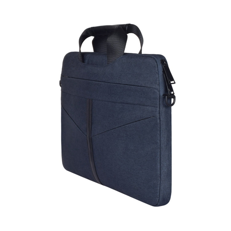 14.1 inch Breathable Wear-resistant Fashion Business Shoulder Handheld Zipper Laptop Bag with Shoulder Strap (Navy Blue) - 14.1 inch by PMC Jewellery | Online Shopping South Africa | PMC Jewellery | Buy Now Pay Later Mobicred