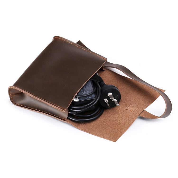 Universal Genuine Leather Business Power Adapter Laptop Tablet Bag with Cable Winder, For 11.6 inch and Below Macbook, Samsung, Lenovo, Sony, DELL Alienware, CHUWI, ASUS, HP (Coffee) - 13.3 inch by PMC Jewellery | Online Shopping South Africa | PMC Jewellery | Buy Now Pay Later Mobicred