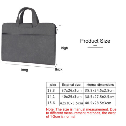 ST06 Waterproof PU Leather Zipper Hidden Portable Strap One-shoulder Handbag for 14.1 inch Laptops, with Suitcase Belt (Dark Gray) - 14.1 inch by PMC Jewellery | Online Shopping South Africa | PMC Jewellery | Buy Now Pay Later Mobicred