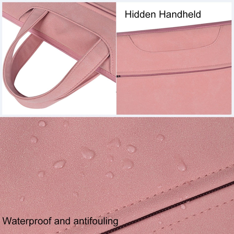 ST06 Waterproof PU Leather Zipper Hidden Portable Strap One-shoulder Handbag for 15.6 inch Laptops, with Suitcase Belt (Pink) - 15.6 - 17 inch by PMC Jewellery | Online Shopping South Africa | PMC Jewellery | Buy Now Pay Later Mobicred