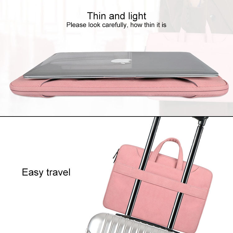 ST06S Waterproof PU Leather Zipper Hidden Portable Strap One-shoulder Handbag for 13.3 inch Laptops, with Magic Stick & Suitcase Belt (Pink) - 13.3 inch by PMC Jewellery | Online Shopping South Africa | PMC Jewellery | Buy Now Pay Later Mobicred