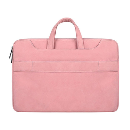 ST06S Waterproof PU Leather Zipper Hidden Portable Strap One-shoulder Handbag for 14.1 inch Laptops, with Magic Stick & Suitcase Belt (Pink) - 14.1 inch by PMC Jewellery | Online Shopping South Africa | PMC Jewellery | Buy Now Pay Later Mobicred