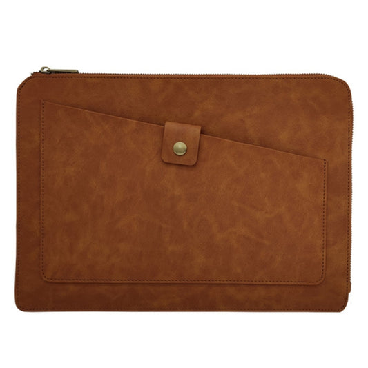 Universal Genuine Leather Business Zipper Laptop Tablet Bag For 15.4 inch and Below(Brown) - 15 inch by PMC Jewellery | Online Shopping South Africa | PMC Jewellery | Buy Now Pay Later Mobicred