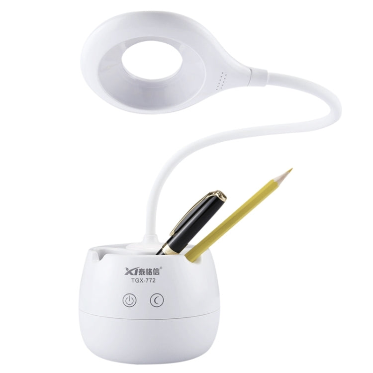 TGX-772 3-grade Brightness Touch Dimmer LED Desk Lamp, 28 LEDs Flexible Goose Neck Hollow Ring Design Eye Protection Light with Pen Holder / Small Night Light Function - Desk Lamps by PMC Jewellery | Online Shopping South Africa | PMC Jewellery | Buy Now Pay Later Mobicred