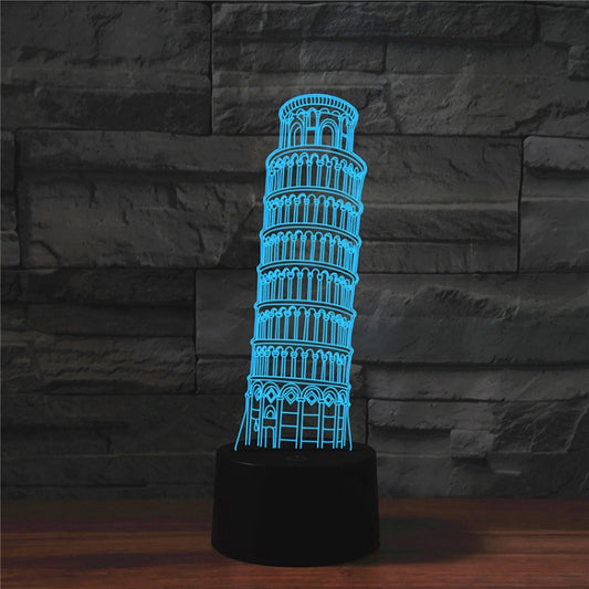 Paris Leaning Tower Shape 3D Colorful LED Vision Light Table Lamp, 16 Colors Remote Control Version - Novelty Lighting by PMC Jewellery | Online Shopping South Africa | PMC Jewellery | Buy Now Pay Later Mobicred