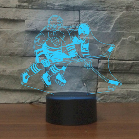 Playing Ice Hockey Shape 3D Colorful LED Vision Light Table Lamp, USB & Battery Version - Novelty Lighting by PMC Jewellery | Online Shopping South Africa | PMC Jewellery | Buy Now Pay Later Mobicred