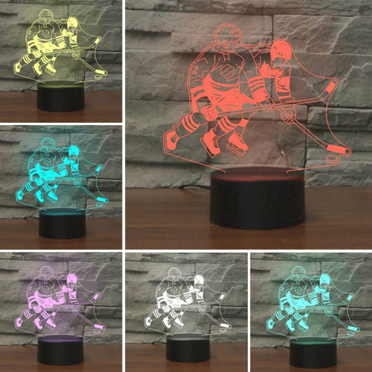 Playing Ice Hockey Shape 3D Colorful LED Vision Light Table Lamp, Crack Touch Version - free shipping - PMC TechLife - Order now!