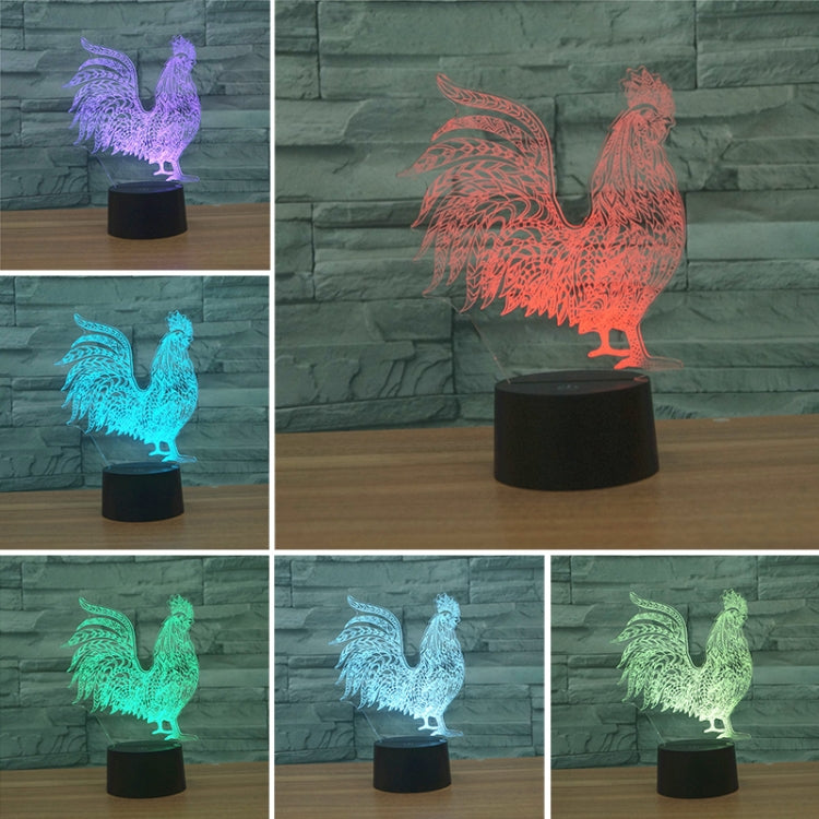 Cock Shape 3D Colorful LED Vision Light Table Lamp, Crack Touch Version - Novelty Lighting by PMC TechLife | Online Shopping South Africa | PMC TechLife | Buy Now Pay Later Mobicred