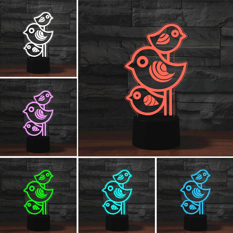 Three Birds Shape 3D Colorful LED Vision Light Table Lamp, Crack Remote Control Version - Novelty Lighting by PMC TechLife | Online Shopping South Africa | PMC TechLife | Buy Now Pay Later Mobicred