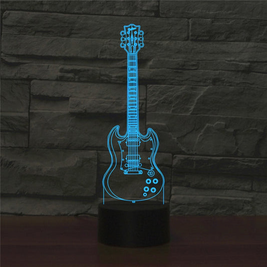 Five-string Guitar Shape 3D Colorful LED Vision Light Table Lamp, 16 Colors Remote Control Version - Novelty Lighting by PMC Jewellery | Online Shopping South Africa | PMC Jewellery | Buy Now Pay Later Mobicred