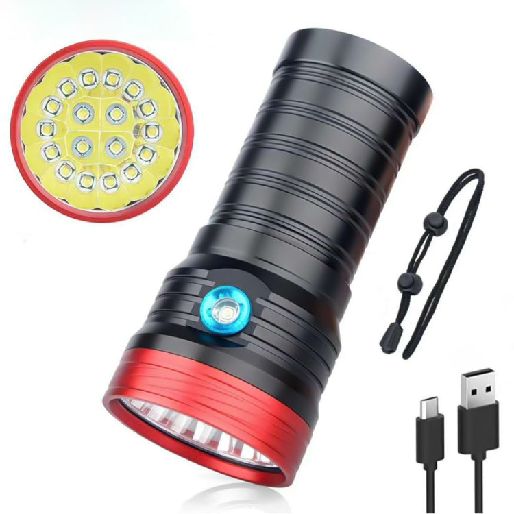 3 Gears, DB18 18xT6, Luminous Flux: 5400lm LED Flashlight, Without Battery (Red Black) - LED Flashlight by PMc TechLife | Online Shopping South Africa | PMc TechLife | Buy Now Pay Later Mobicred