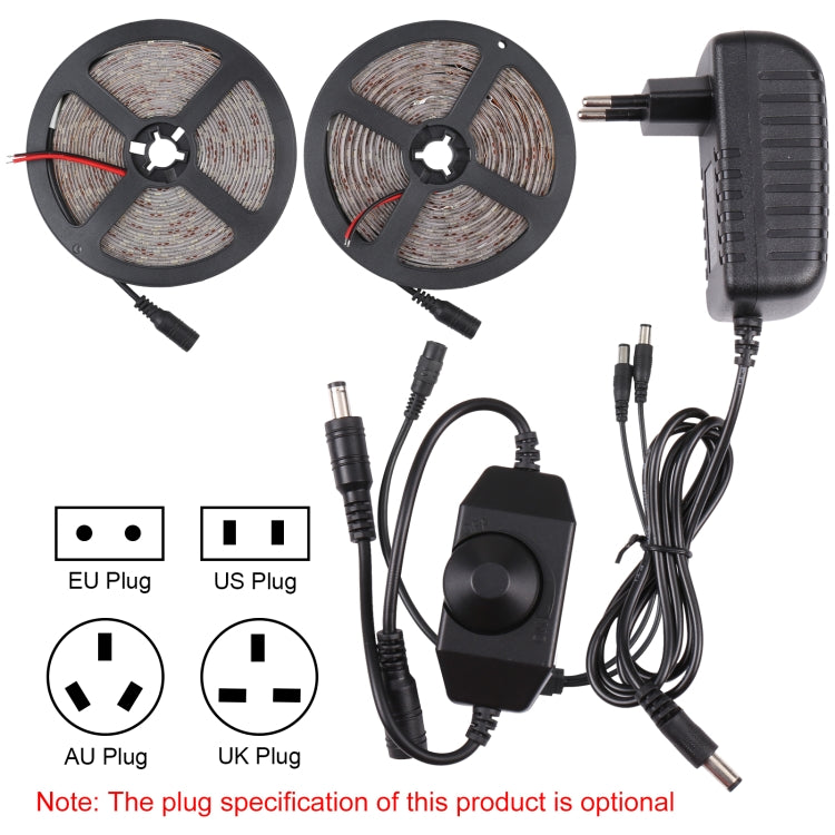2pcs Bare Board 2835 SMD Dimmable White Light / Warm Light LED Rope Light, 60 LED/m, Length: 5m, 12V 2A 100-240V(US Plug) - Bare Board Light by PMC TechLife | Online Shopping South Africa | PMC TechLife | Buy Now Pay Later Mobicred