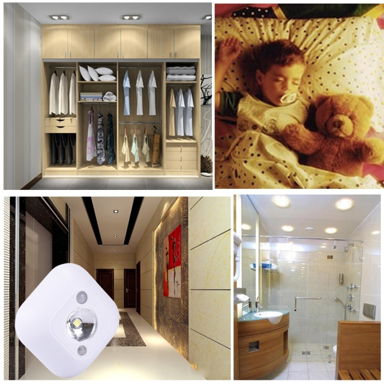 White Light Mini Human Body Motion Induction Ceiling Night Light , Porch Wall Lamps for Cabinets / Bedroom / Bathroom / Living Room, Sensor Distance: 2-3m(White) - Sensor LED Lights by PMC Jewellery | Online Shopping South Africa | PMC Jewellery | Buy Now Pay Later Mobicred