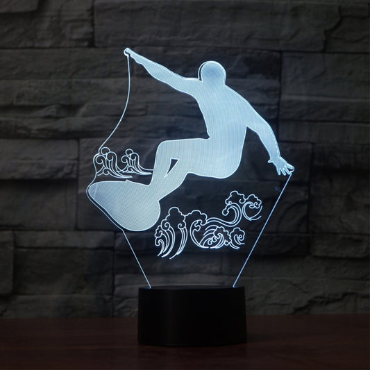 Surf Riding Shape 3D Colorful LED Vision Light Table Lamp, 16 Colors Remote Control Version - Novelty Lighting by PMC Jewellery | Online Shopping South Africa | PMC Jewellery | Buy Now Pay Later Mobicred