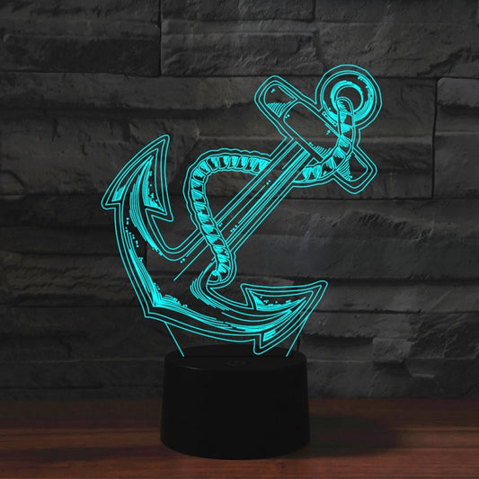 Anchor Shape 3D Colorful LED Vision Light Table Lamp, USB Touch Version - Novelty Lighting by PMC Jewellery | Online Shopping South Africa | PMC Jewellery | Buy Now Pay Later Mobicred