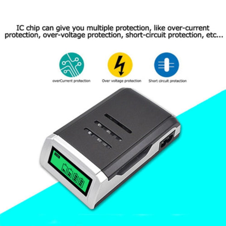 AC 100-240V 4 Slot Battery Charger for AA & AAA Battery, with LCD Display, EU Plug - free shipping - PMC Jewellery - Order now!
