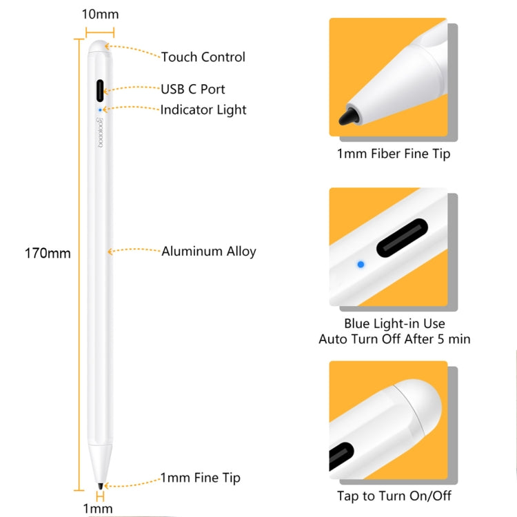 1.4-2.3mm Magnetic Design Superfine Nib Prevent Accidental Touch Handwritten Capacitive Screen Stylus Pen(White) - Stylus Pen by PMC Jewellery | Online Shopping South Africa | PMC Jewellery | Buy Now Pay Later Mobicred