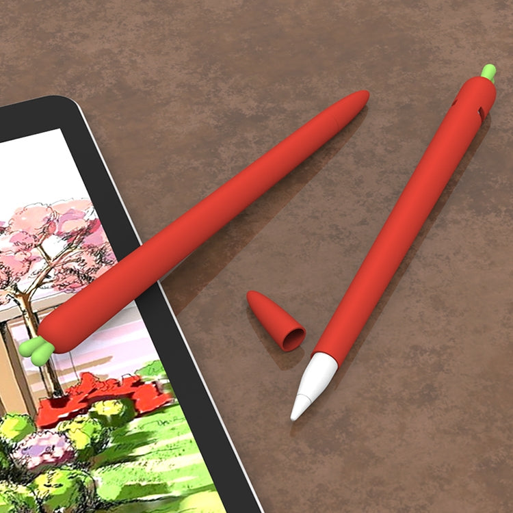 LOVE MEI For Apple Pencil 1 Carrot Shape Stylus Pen Silicone Protective Case Cover (Red) - Pencil Accessories by LOVE MEI | Online Shopping South Africa | PMC Jewellery