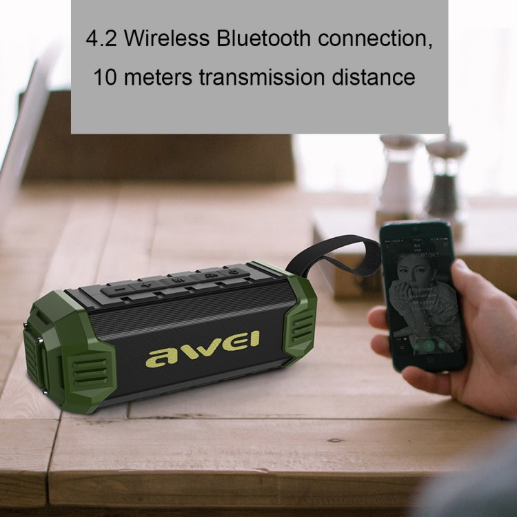 awei Y280 IPX4 Bluetooth Speaker Power Bank with Enhanced Bass, Built-in Mic, Support FM / USB / TF Card / AUX(Green) - Desktop Speaker by awei | Online Shopping South Africa | PMC Jewellery | Buy Now Pay Later Mobicred