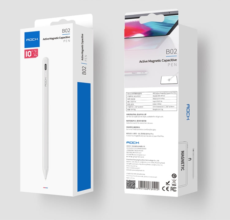 ROCK B02 For iPad Tablet PC Anti-mistouch Active Capacitive Pen Stylus Pen (White) - Stylus Pen by ROCK | Online Shopping South Africa | PMC Jewellery | Buy Now Pay Later Mobicred