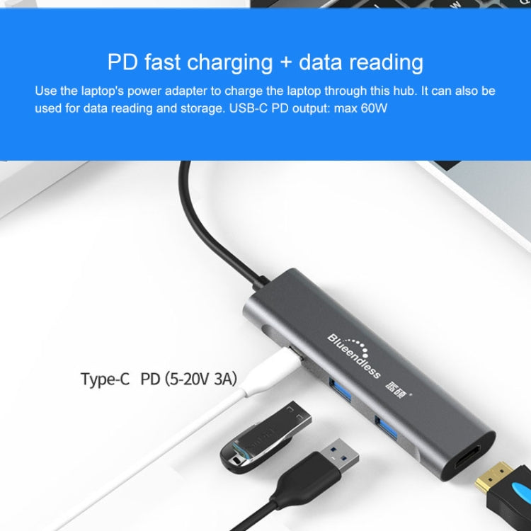Blueendless 4 In 1 Multi-function Type-C / USB-C to HDMI + PD + Dual USB 3.0 HUB Expansion Dock - free shipping - PMC Jewellery - Order now!