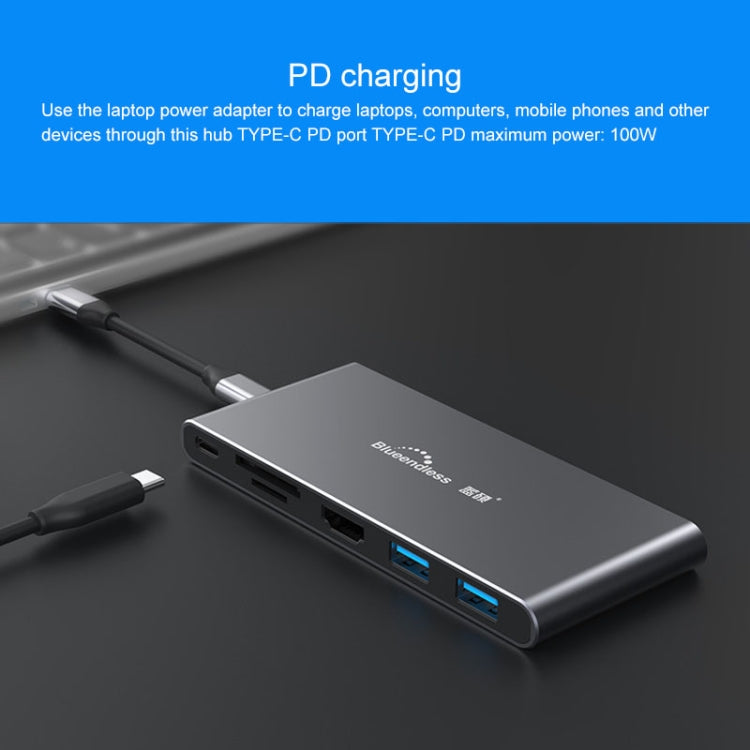 Blueendless 6 In 1 Multi-function Type-C / USB-C HUB Expansion Dock M.2 NGFF Solid State Drive - USB HUB by Blueendless | Online Shopping South Africa | PMC Jewellery | Buy Now Pay Later Mobicred