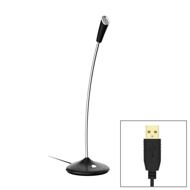 BK Desktop Gooseneck Adjustable USB Wired Audio Microphone, Built-in Sound Card, Compatible with PC / Mac for Live Broadcast, Show, KTV, etc.(Black) - Microphone by PMC Jewellery | Online Shopping South Africa | PMC Jewellery | Buy Now Pay Later Mobicred