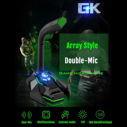 GK Desktop Omnidirectional USB Wired Dual Mic Condenser Microphone, Built-in Sound Card, Compatible with PC / Mac for Live Broadcast, Show, KTV, etc. - Microphone by PMC Jewellery | Online Shopping South Africa | PMC Jewellery | Buy Now Pay Later Mobicred