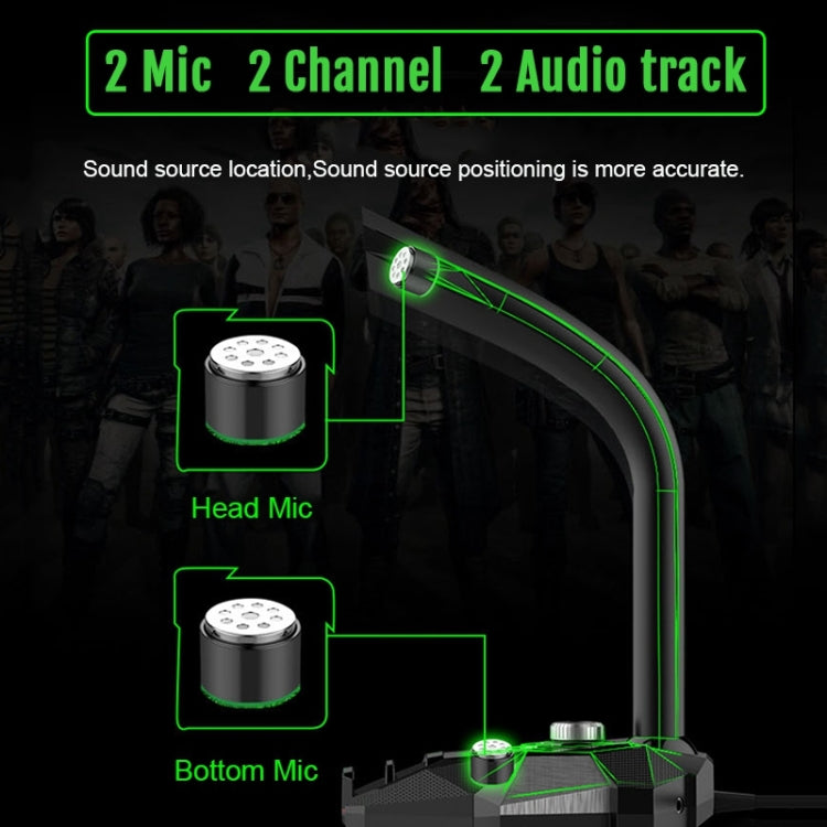 GK Desktop Omnidirectional USB Wired Dual Mic Condenser Microphone, Built-in Sound Card, Compatible with PC / Mac for Live Broadcast, Show, KTV, etc. - Microphone by PMC Jewellery | Online Shopping South Africa | PMC Jewellery | Buy Now Pay Later Mobicred